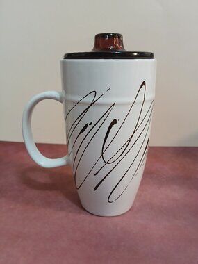 Contemporary Design Stoneware Tea/Coffee Mug-Infuser and Lid-Coastal Cocktail